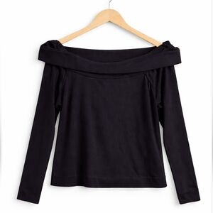 LOFT Black Off-the-Shoulder Long Sleeve Top | Women’s XL